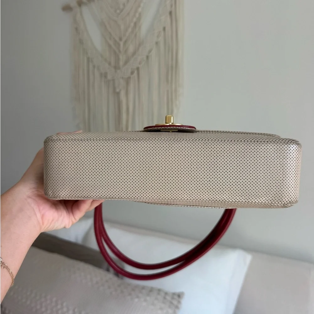 CHANEL Vintage Top Handle Shoulder Bag – Perforated Leather, Authentic - Picture 11 of 12